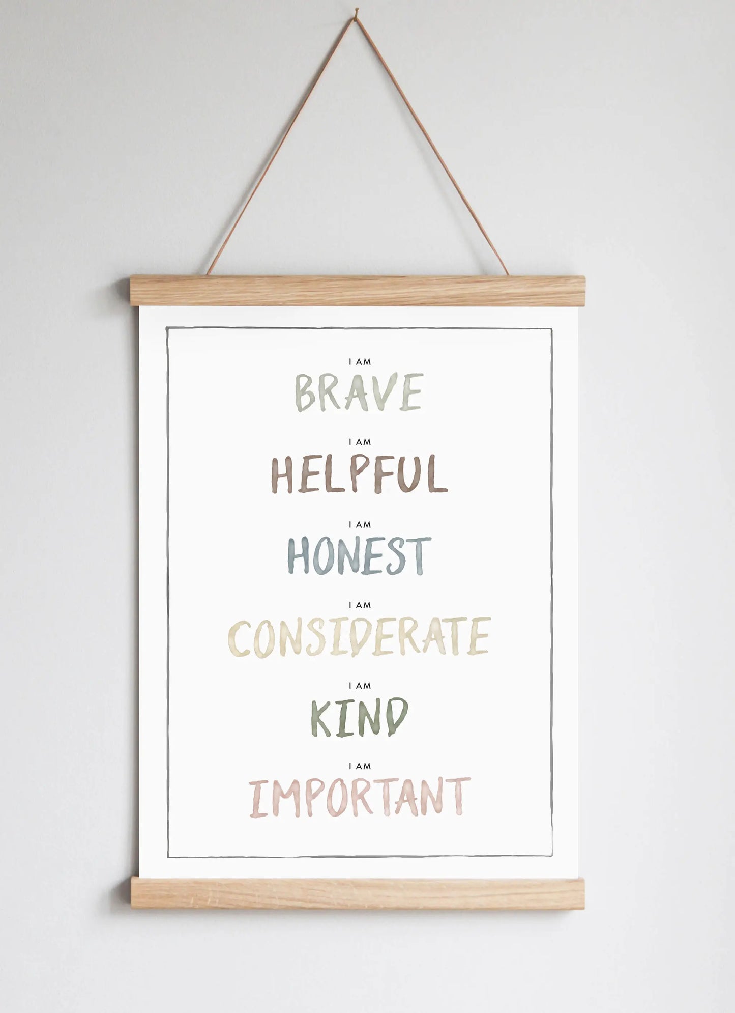 Poster Hanger in Solid Oak Dusty Pastel