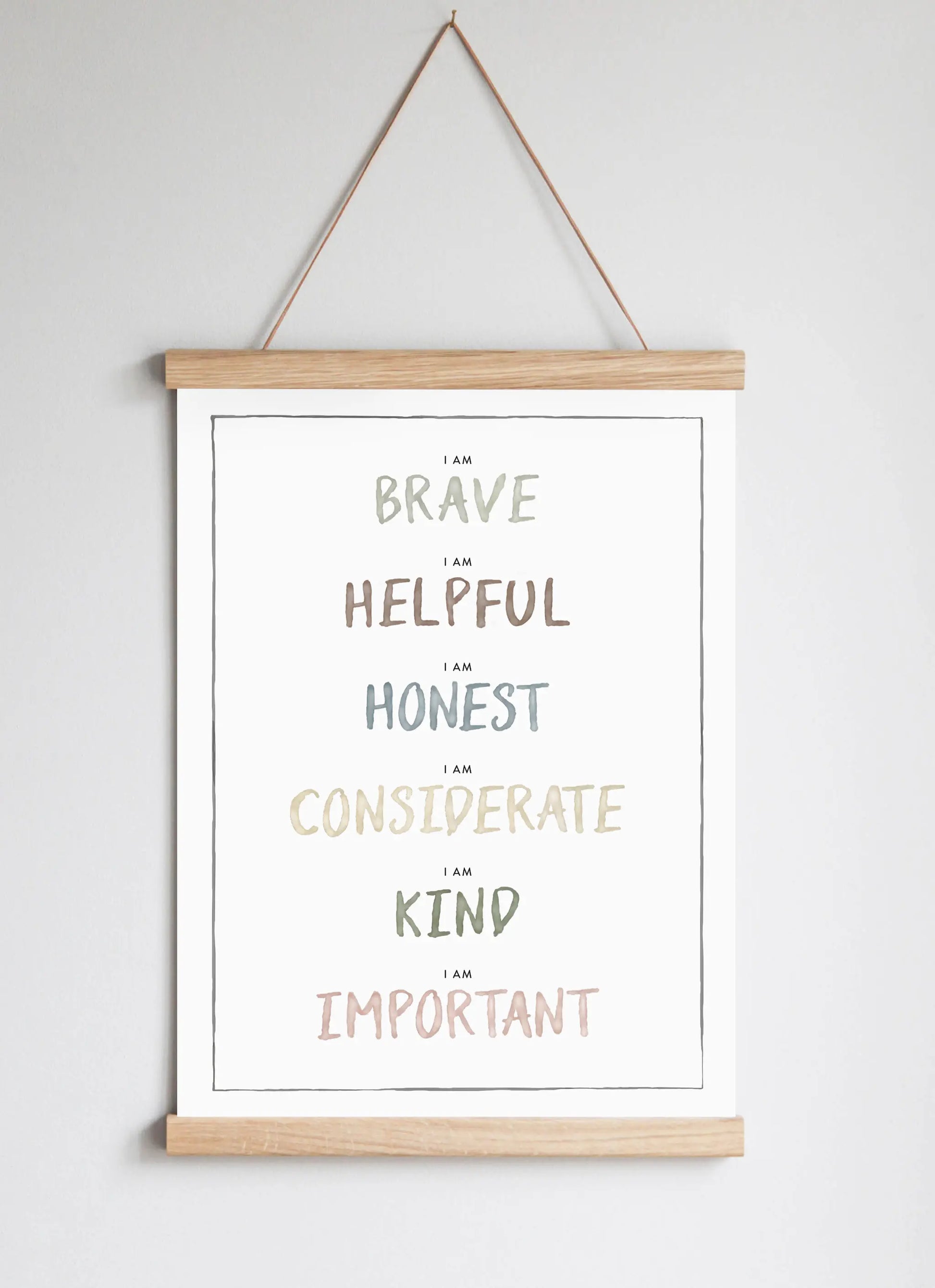 Poster Hanger in Solid Oak Dusty Pastel