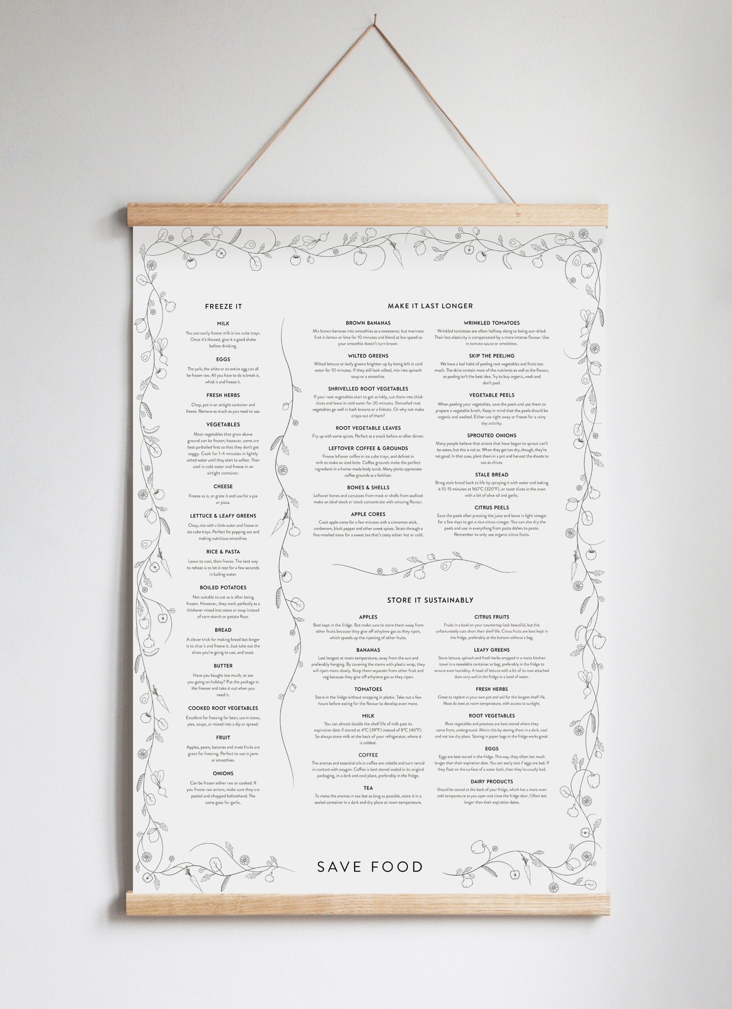 Poster Hanger in Solid Oak Black & White