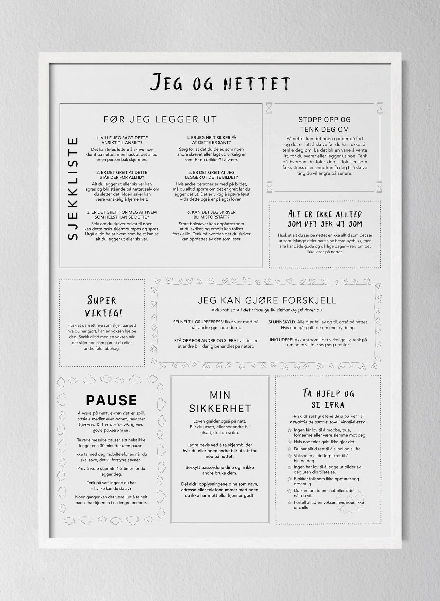 Classic White Pinewood Frame Black & White