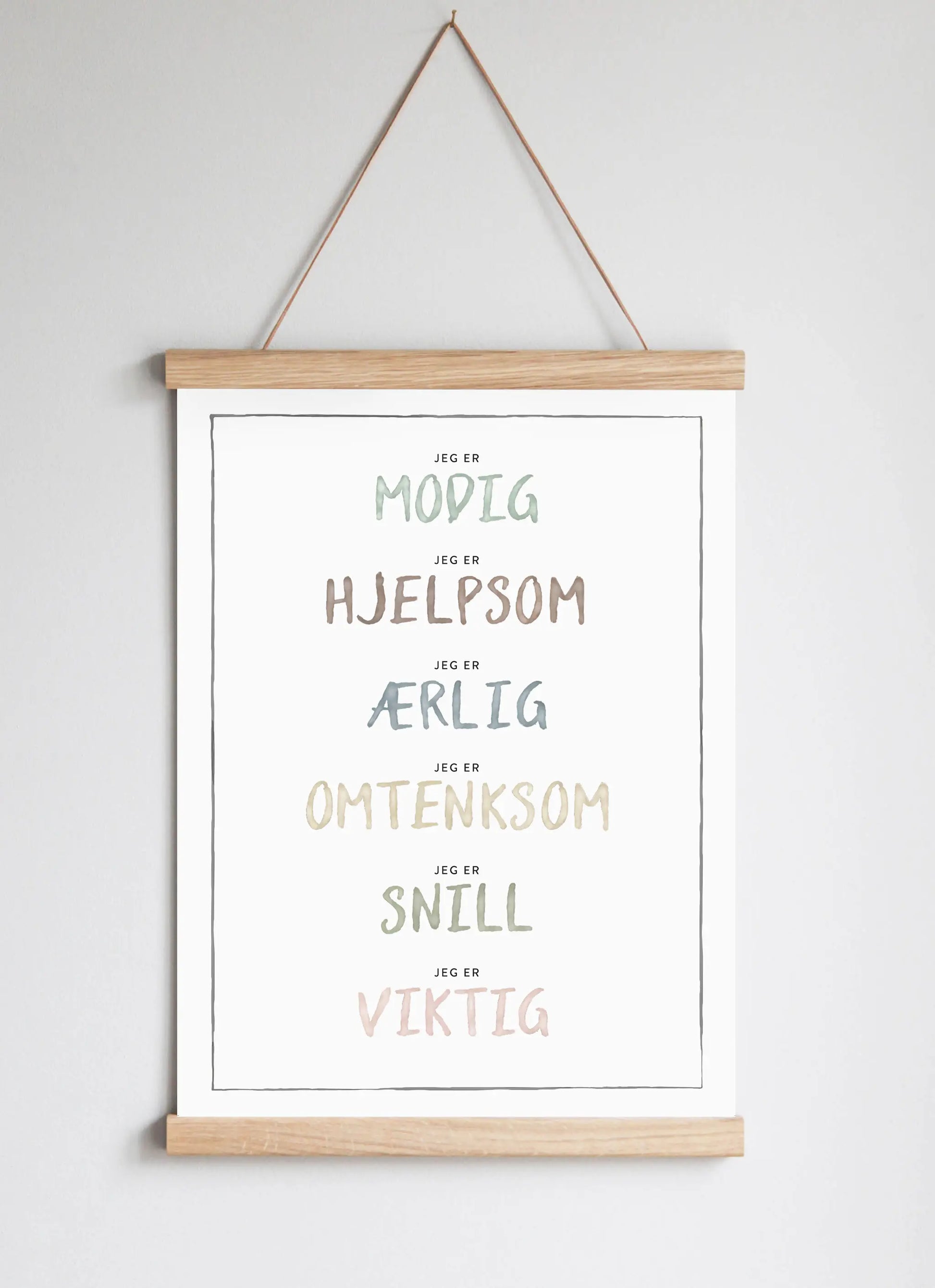 Poster Hanger in Solid Oak Dusty Pastel