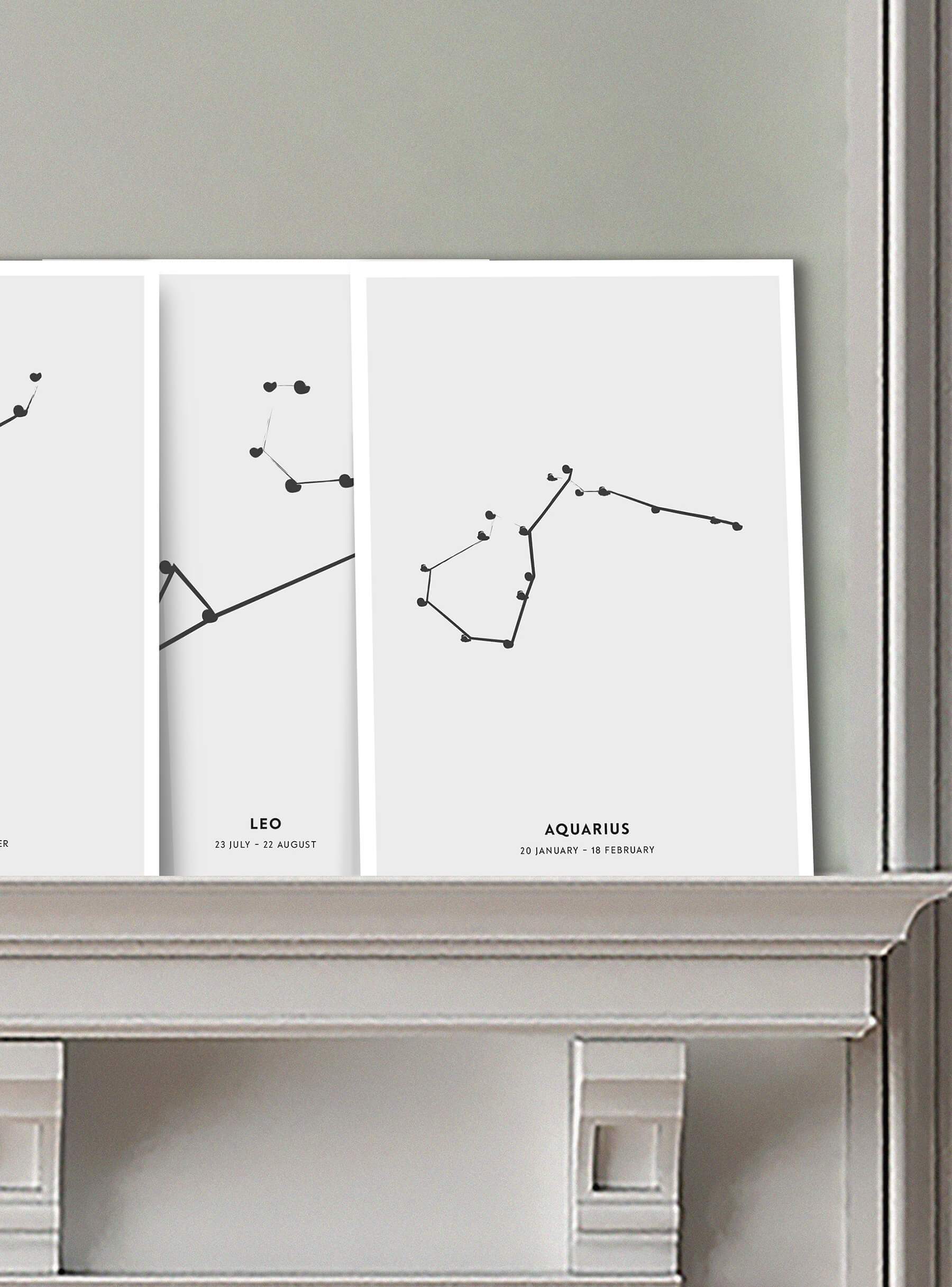 Zodiac sign Aquarius - Vattumannen -  Mini print A5 - Kunskapstavlan