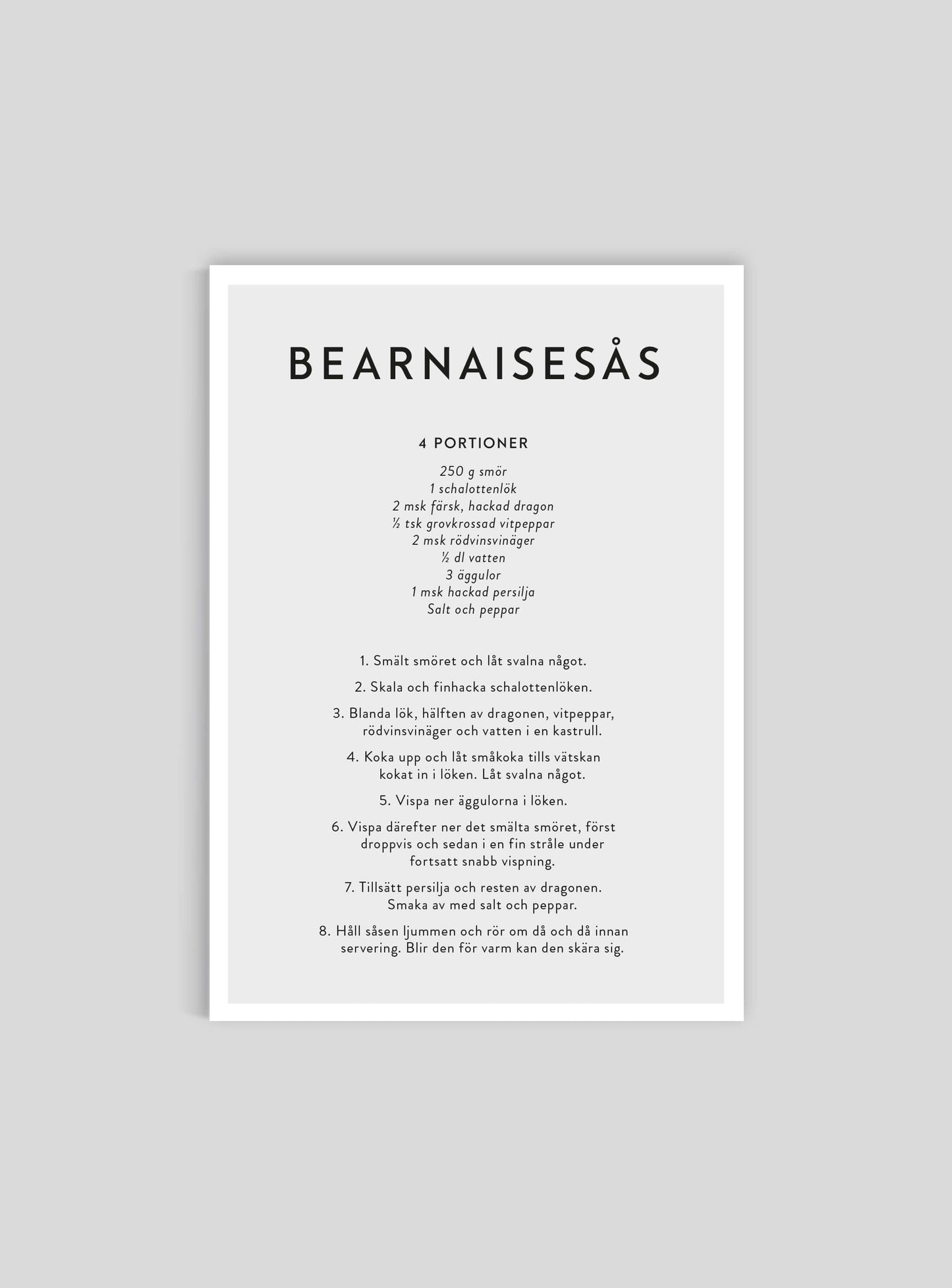 Bearnaise Sauce Recipe in Swedish - Mini Print