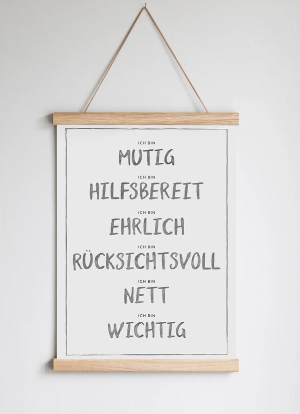 Poster Hanger in Solid Oak Dark Grey