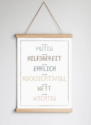 Poster Hanger in Solid Oak Dusty Pastel