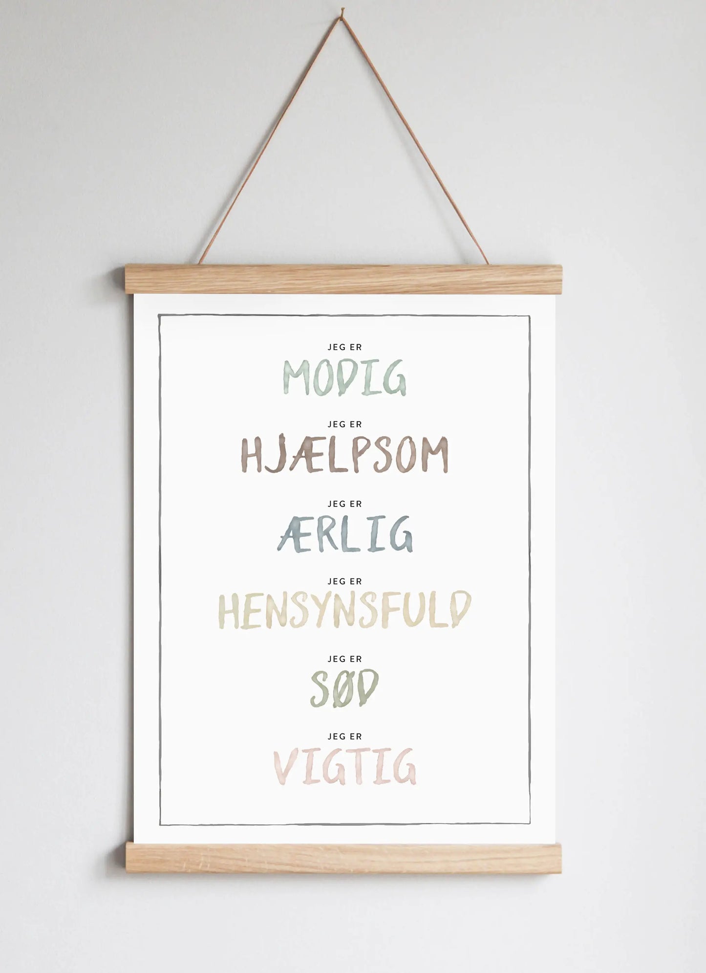 Poster Hanger in Solid Oak Dusty Pastel