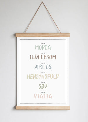 Poster Hanger in Solid Oak Dusty Pastel