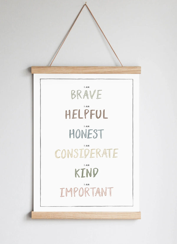 Poster Hanger in Solid Oak Dusty Pastel