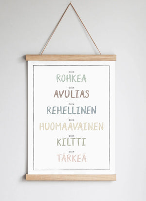 Poster Hanger in Solid Oak Dusty Pastel