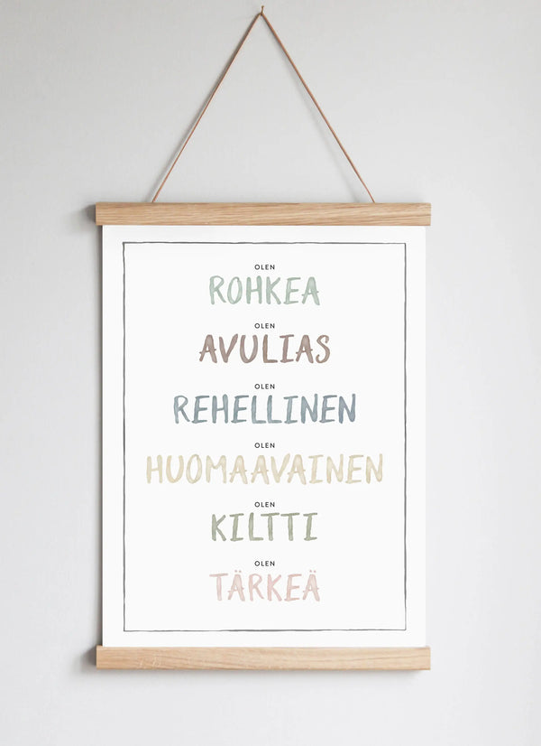 Poster Hanger in Solid Oak Dusty Pastel