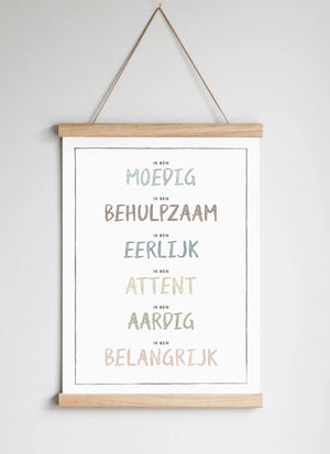 Poster Hanger in Solid Oak Dusty Pastel
