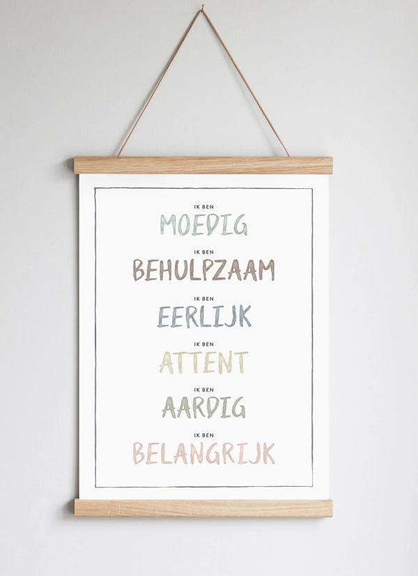 Poster Hanger in Solid Oak Dusty Pastel