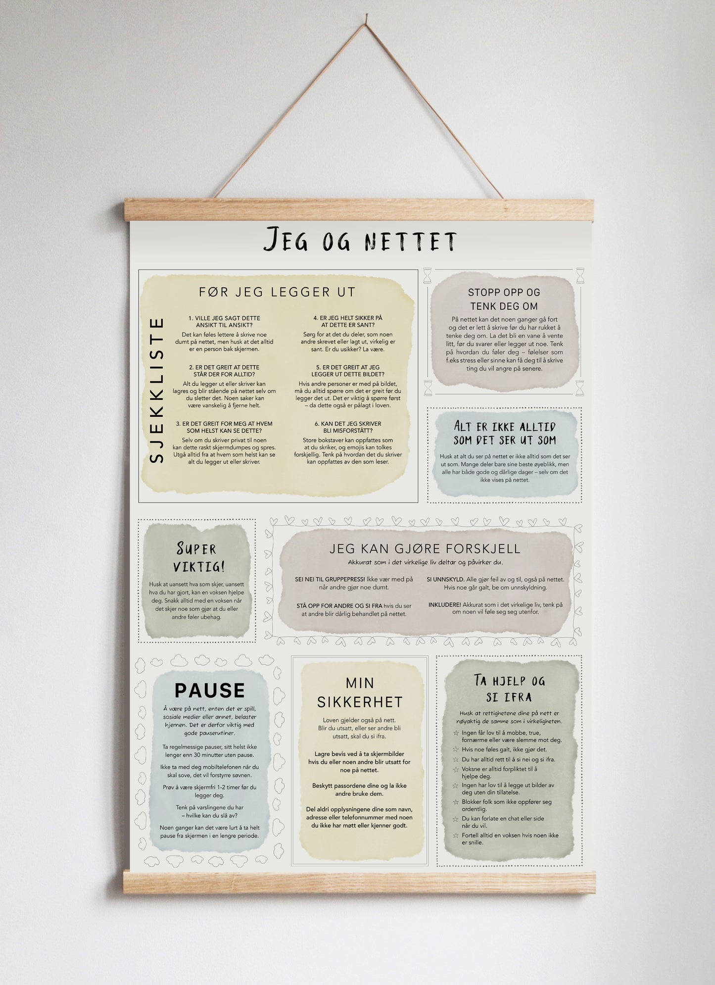 Poster Hanger in Solid Oak Soft Pastel