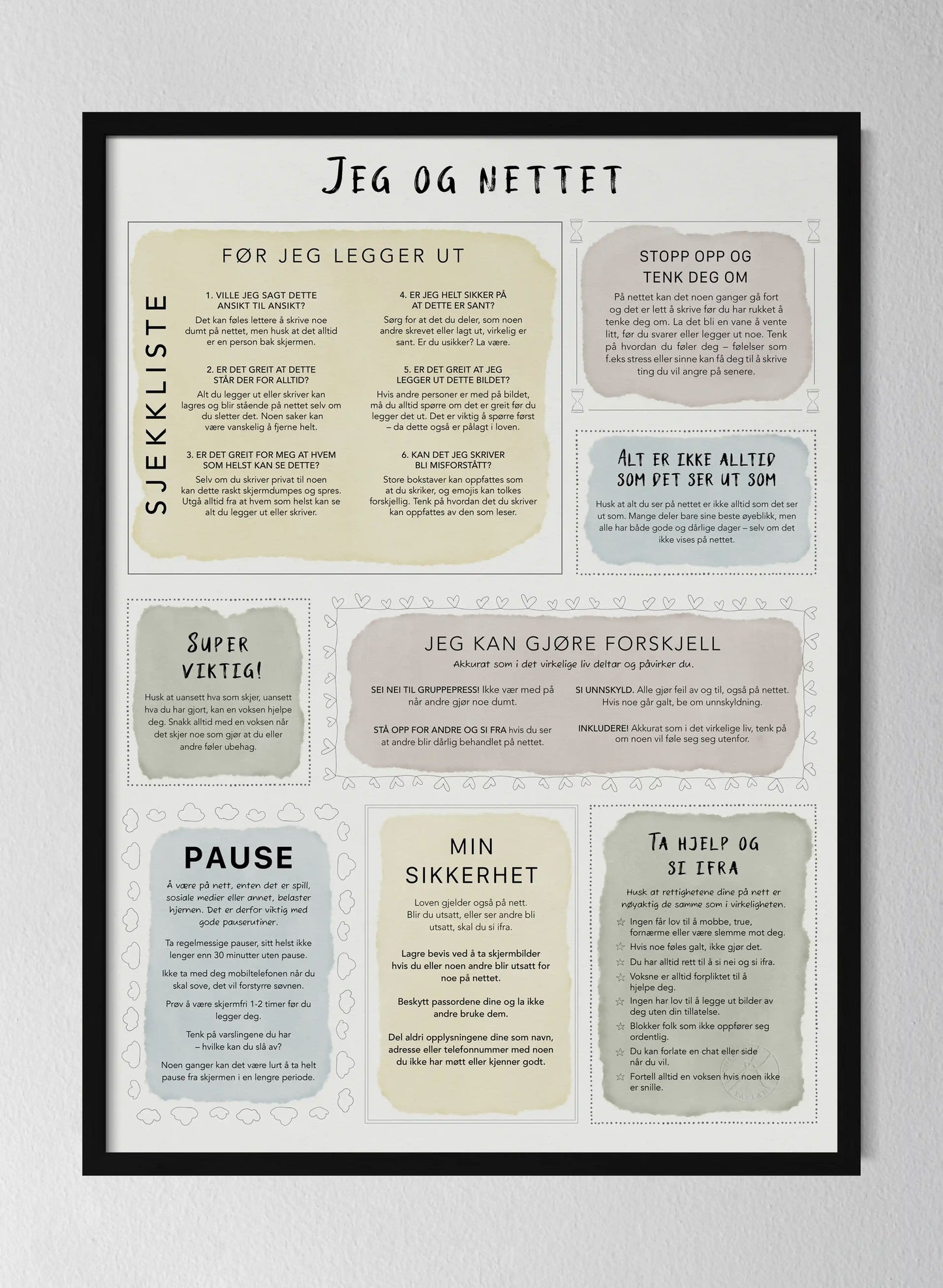 Classic Black Pinewood Frame Soft Pastel