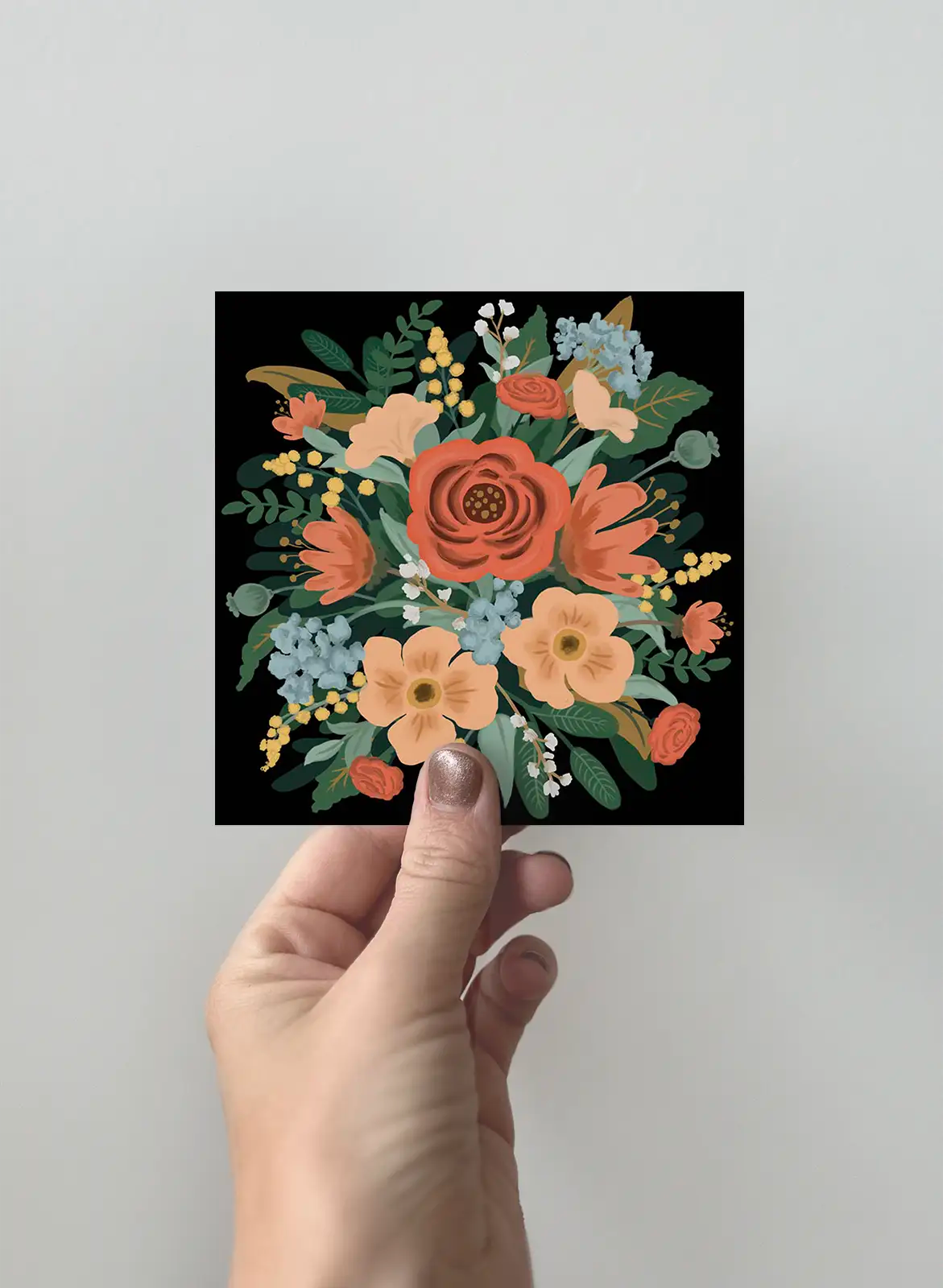 Greeting Card 3-pack - Bouquet - Black