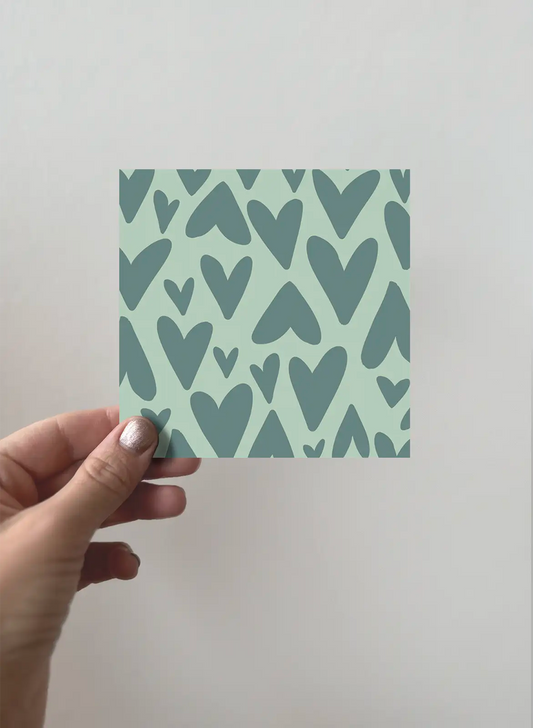 Greeting Card 3-pack - Hearts - Green