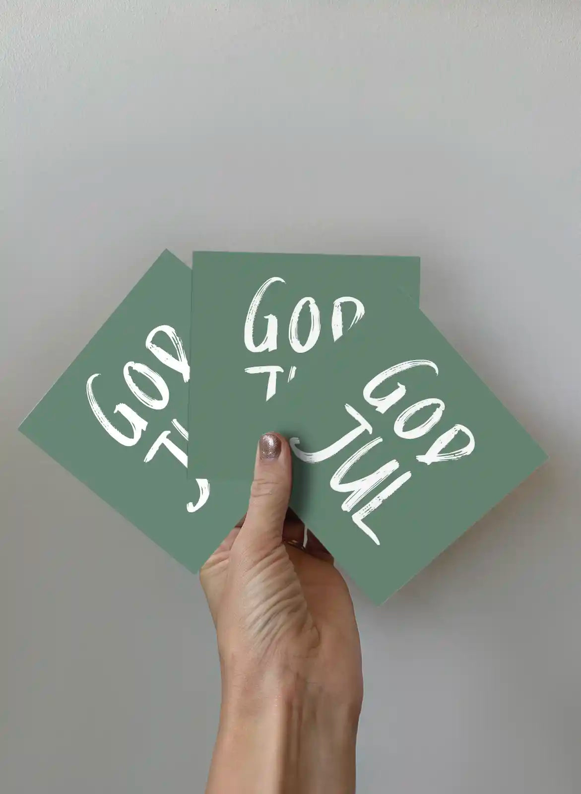 Kort 3-pakning, God Jul - Grønn