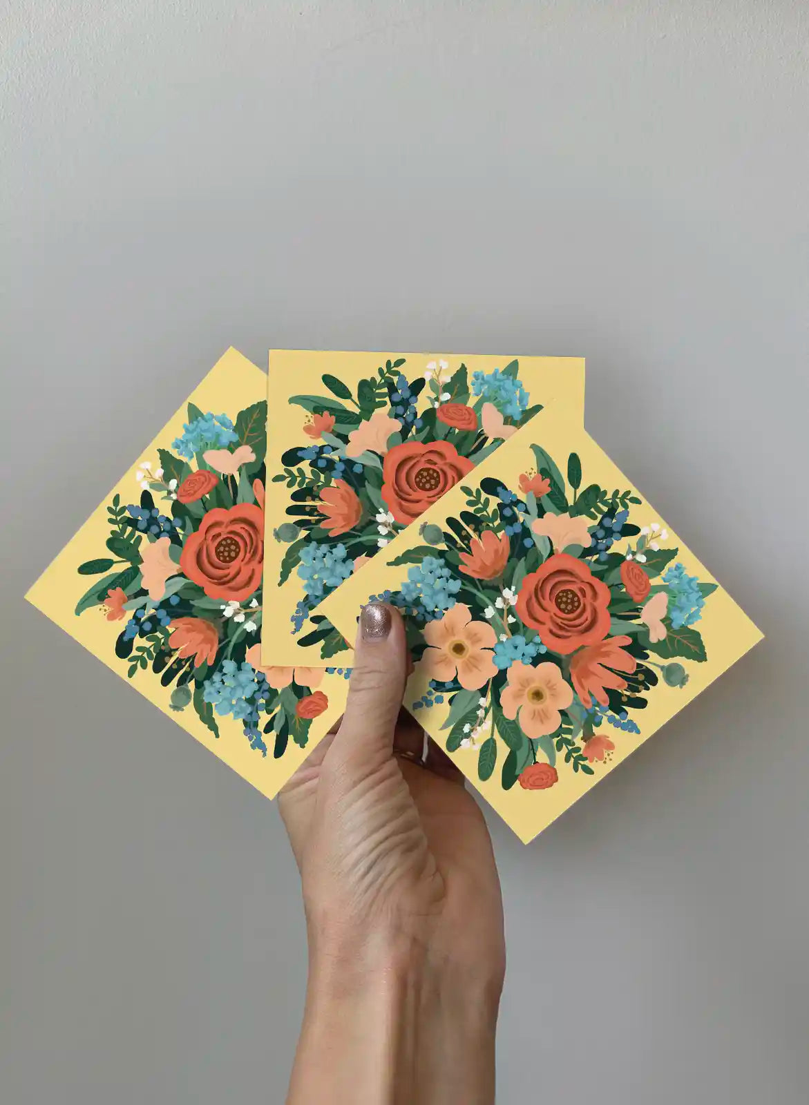 Greeting Card 3-pack - Bouquet - Yellow