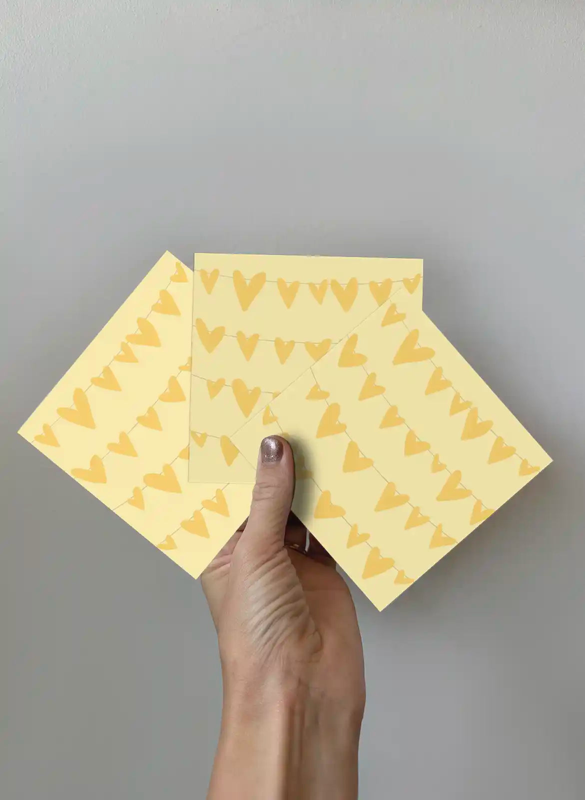 Greeting Card 3-pack - Yellow Hearts