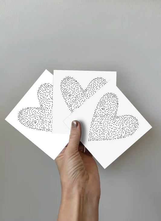 Greeting Card 3-pack - Heart - Dots