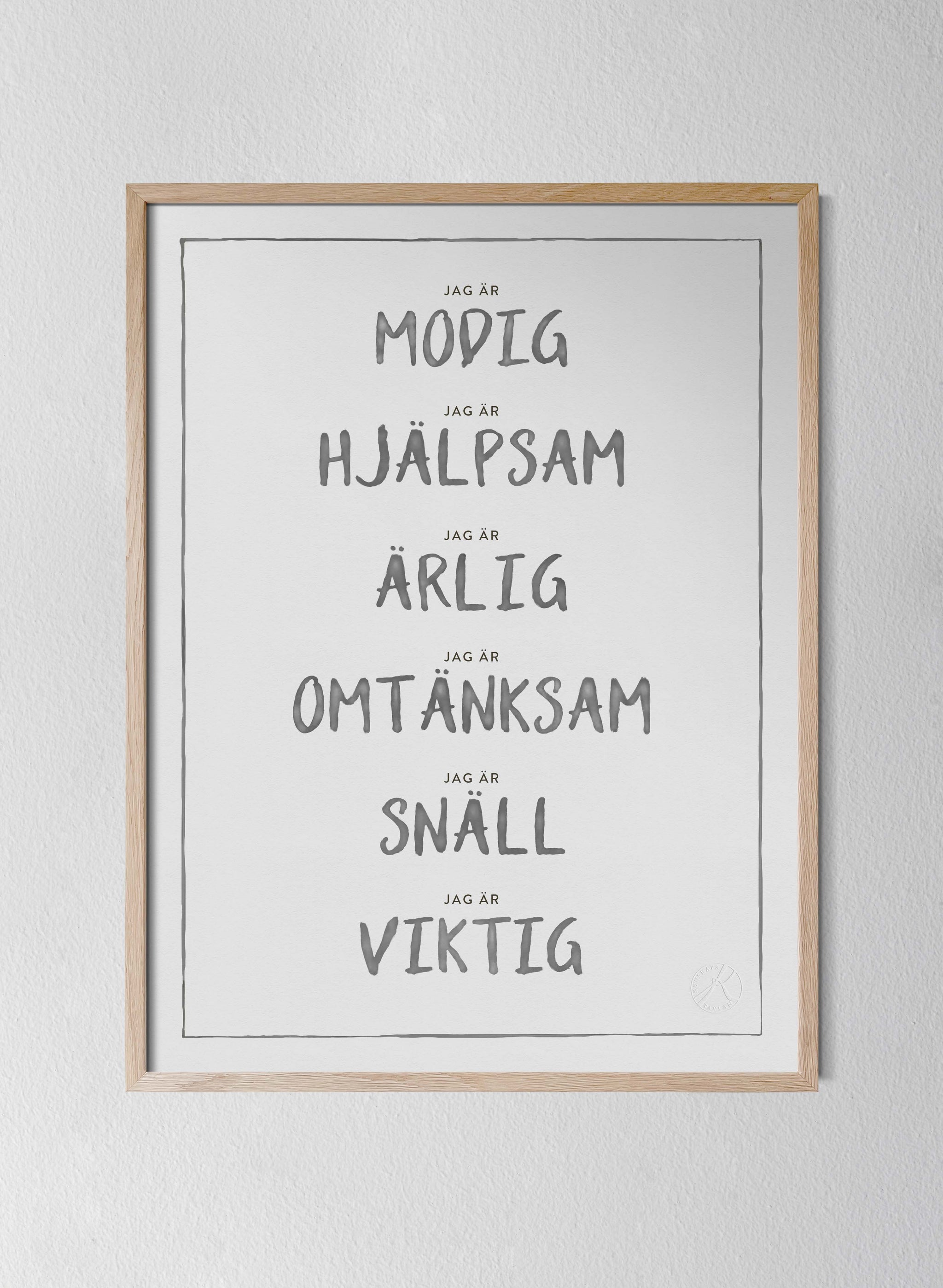 Jag är Dark Grey Nursery Wall Art Kunskapstavlan®