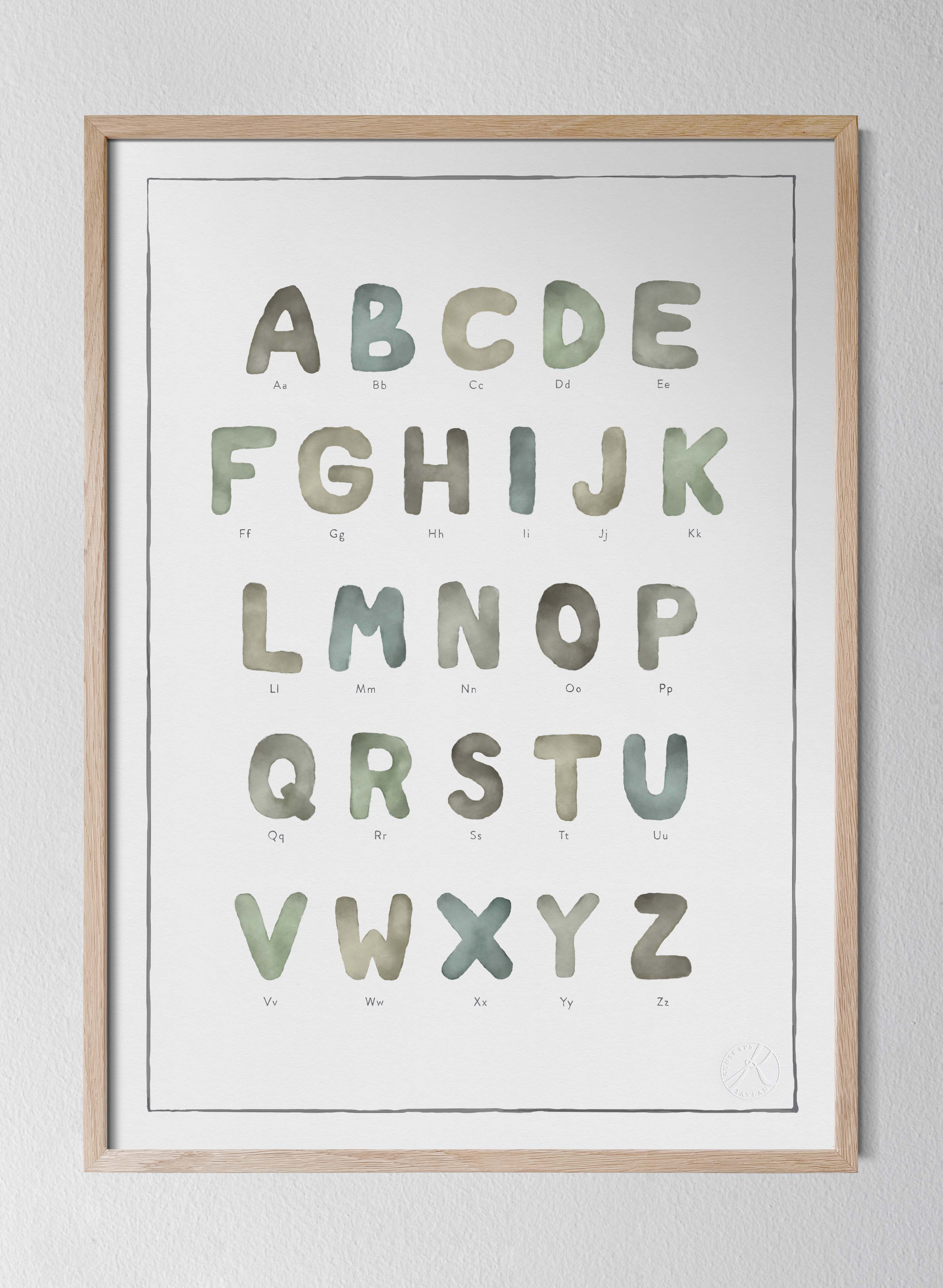 Kunskapstavlan® Alphabet Watercolour Poster - Educational Print for Kid ...