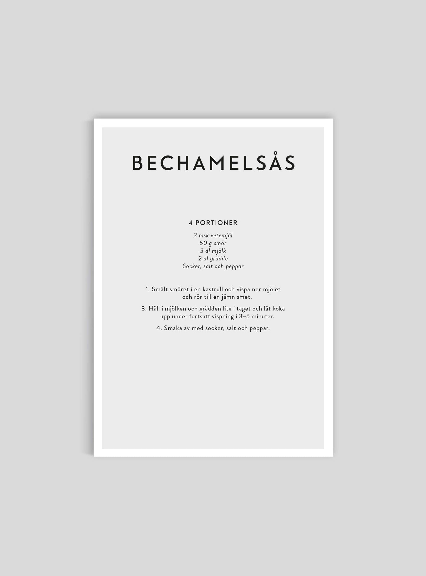 Béchamel Sauce Recipe in Swedish - Mini Print
