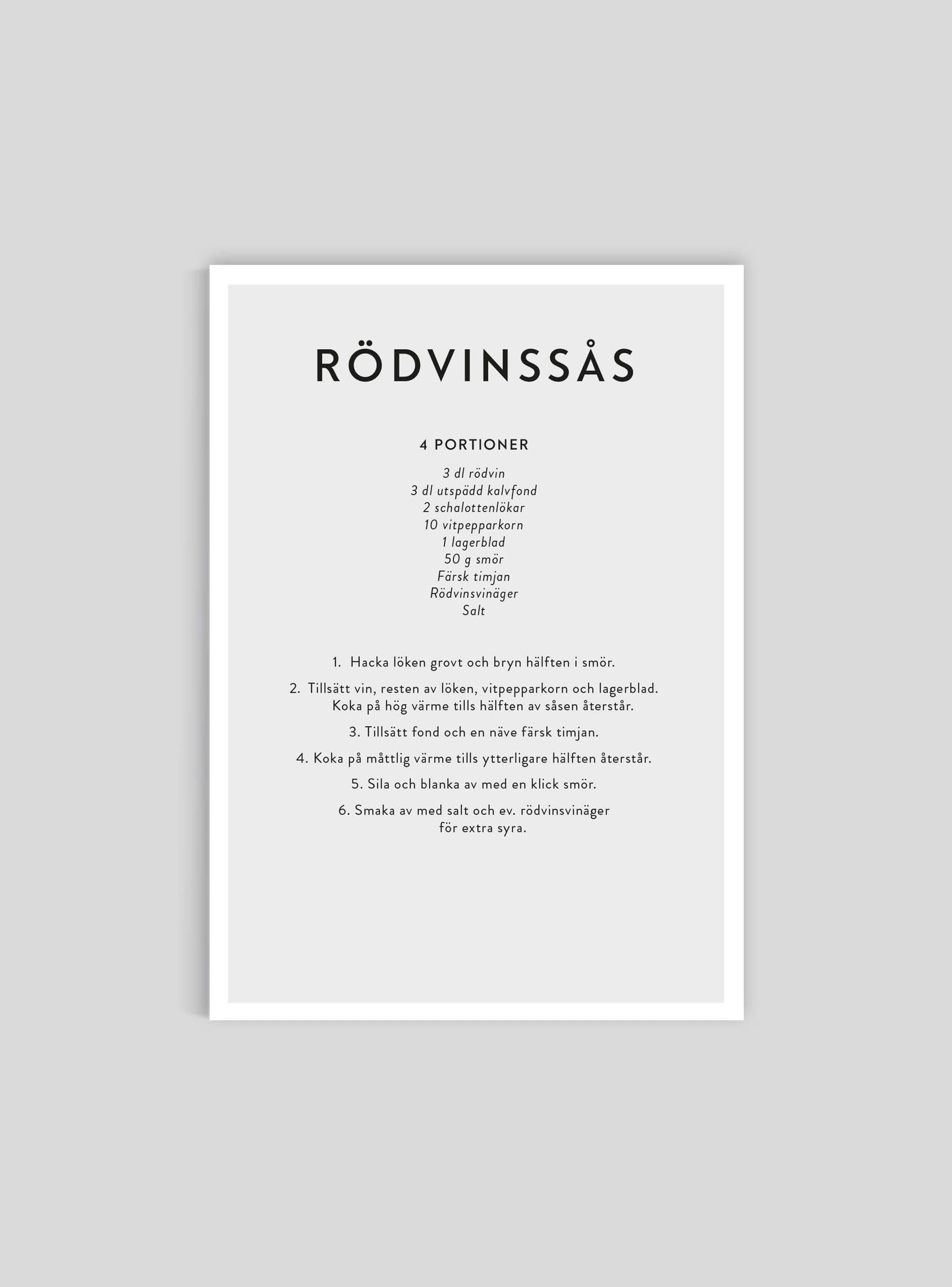Rödvinssås, in Swedish - Mini Print