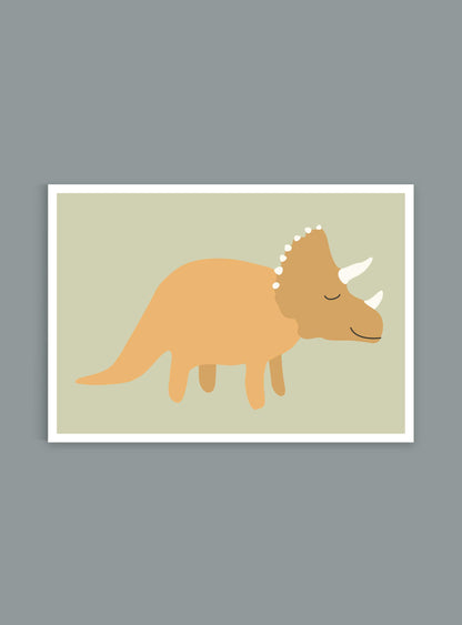 Dinosaurie Triceratops - Mini print A5 - Kunskapstavlan