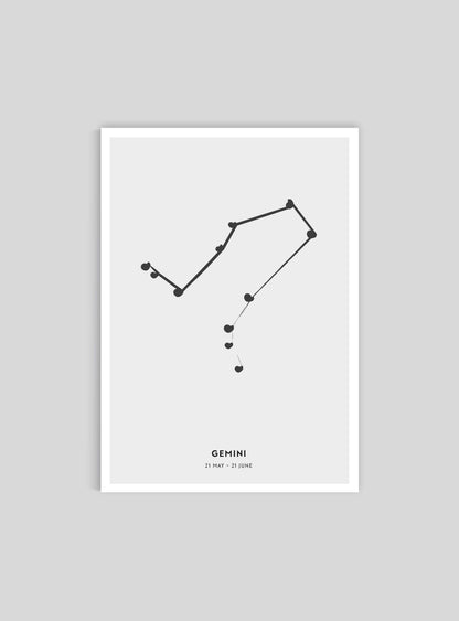Zodiac sign Gemini - Tvillingarna - Mini print A5 - Kunskapstavlan