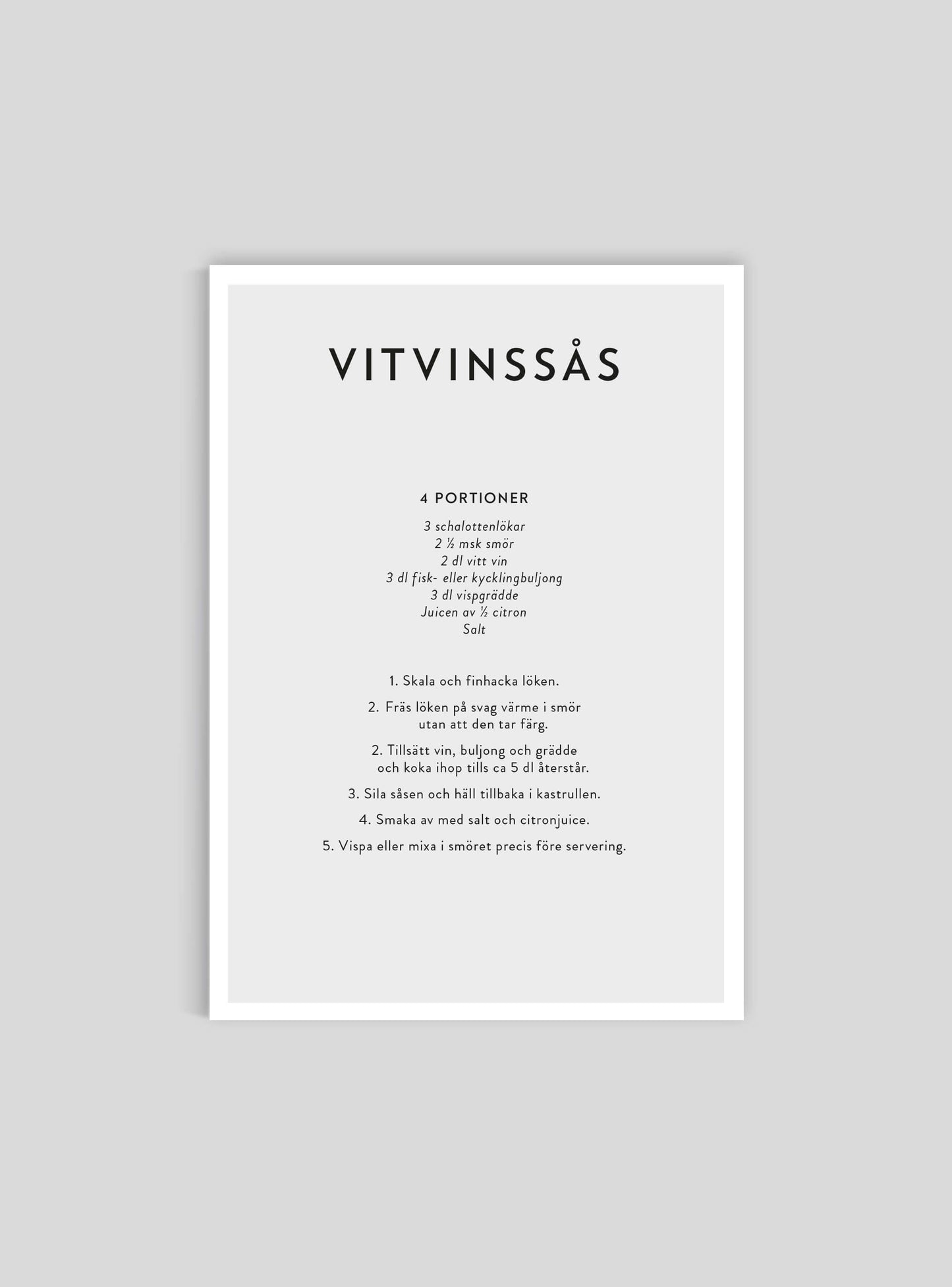 Vitvinssås, in Swedish - Mini Print