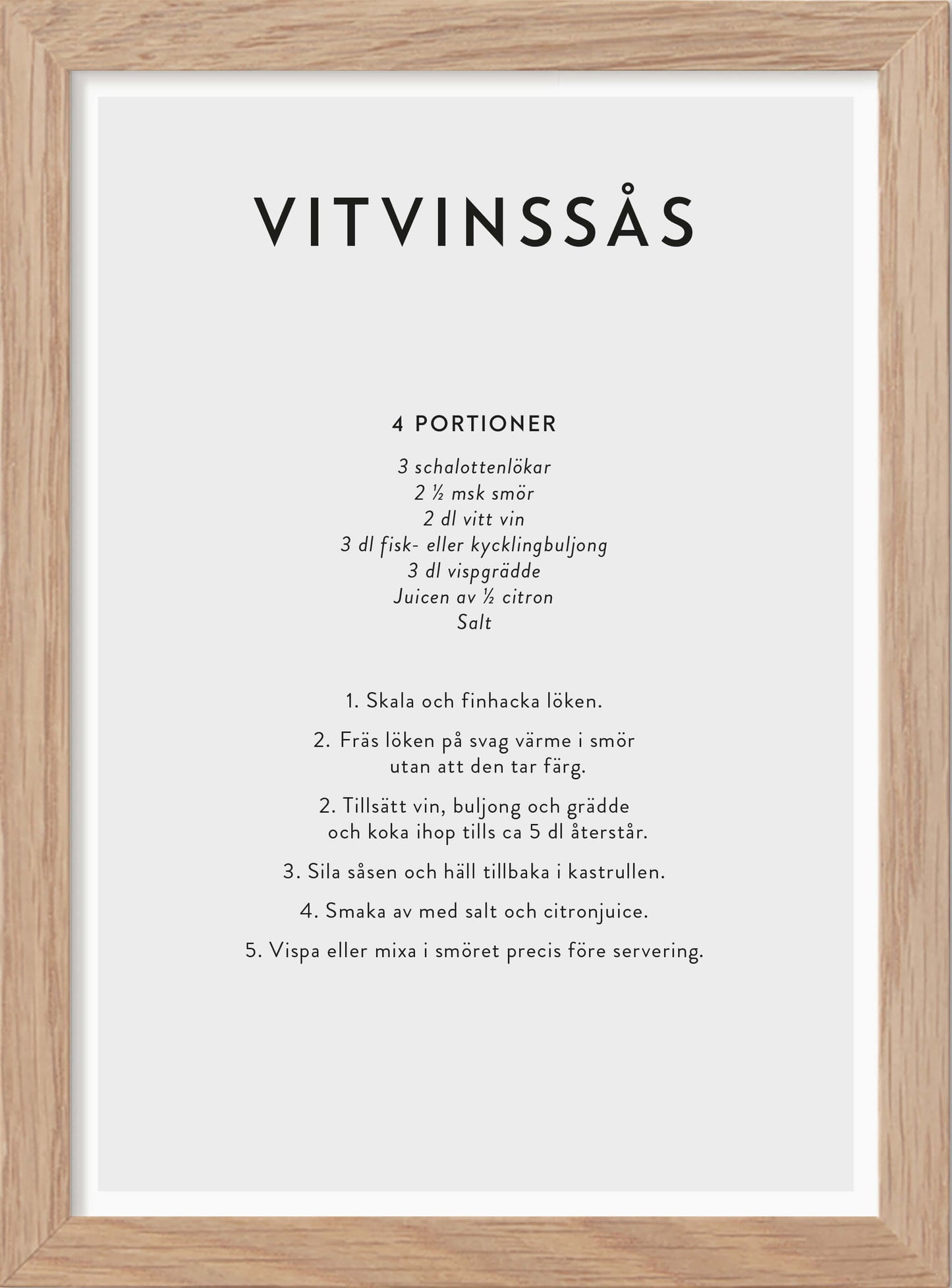Vitvinssås, in Swedish - Mini Print